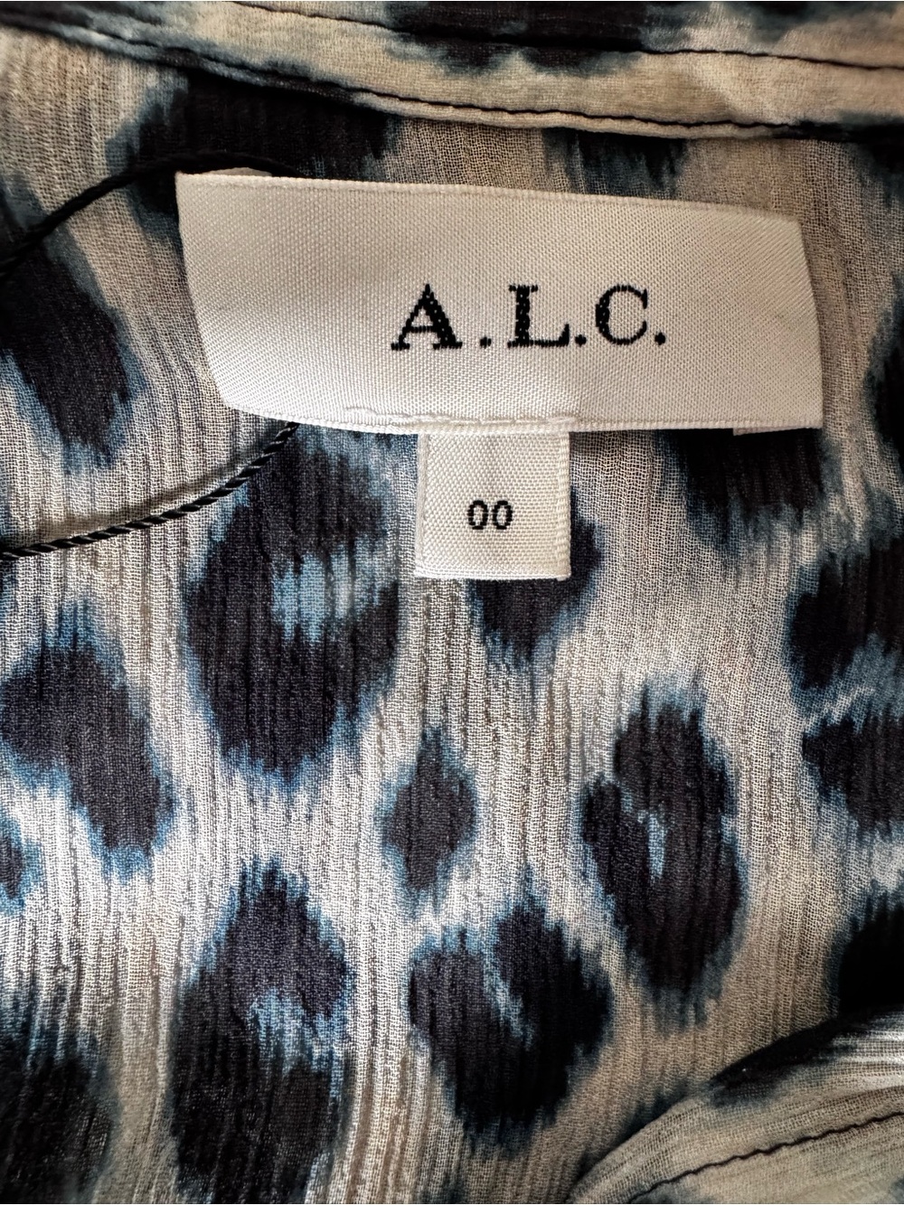 A.L.C. Jen Leopard Print Silk-Georgette Mini Dress Blue Size 00 - Picture 4 of 7